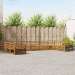 vidaXL Súpravy pohoviek 10 pcs Prírodná Pevné akáciové drevo