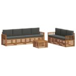 vidaXL Súpravy pohoviek s vankúšom 8 pcs Prírodná a antracitová – Obrázok 2