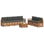 vidaXL Súpravy pohoviek s vankúšom 8 pcs Prírodná a antracitová – Obrázok 3