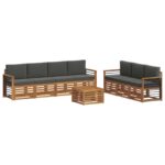 vidaXL Súpravy pohoviek s vankúšom 8 pcs Prírodná a antracitová – Obrázok 2