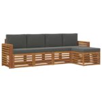 vidaXL Záhradná súprava gaučov s vankúšom 5 pcs Prírodná a antracitová – Obrázok 2