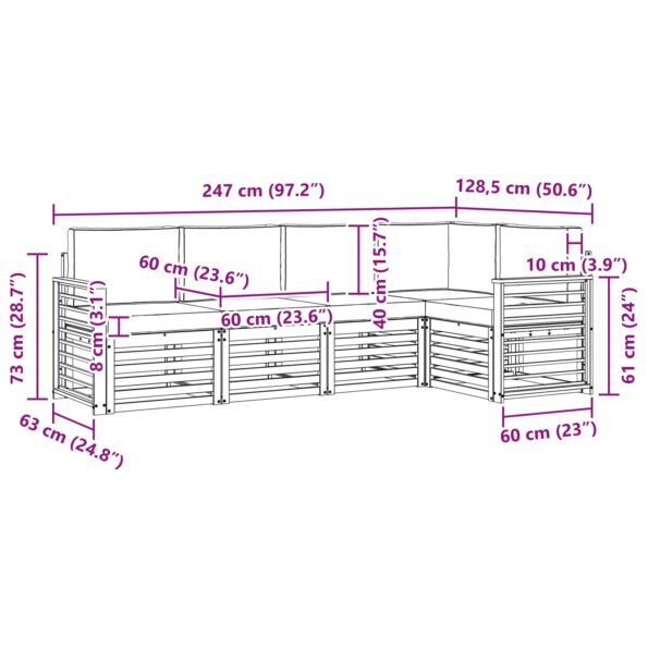 vidaXL Sada rohových gaučov s vankúšom 5 pcs Prírodná a krémová – Obrázok 9
