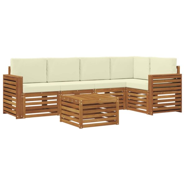 vidaXL Sada rohových gaučov s vankúšom 6 pcs Prírodná a krémová – Obrázok 2