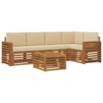 vidaXL Sada rohových gaučov s vankúšom 6 pcs Prírodná a béžová – Obrázok 2