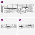vidaXL Sada rohových gaučov 7 pcs Prírodná Pevné akáciové drevo – Obrázok 9