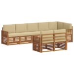 vidaXL Súpravy pohoviek 8 pcs Prírodná a béžová Pevné akáciové drevo – Obrázok 2