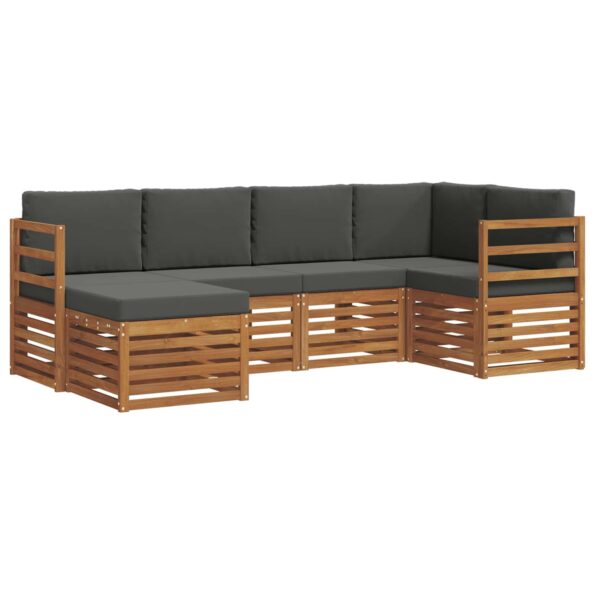 vidaXL Sada rohových gaučov s vankúšom 6 pcs Prírodná a antracitová – Obrázok 2