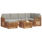 vidaXL Sada rohových gaučov s vankúšom 7 pcs Prírodná a svetlosivá – Obrázok 3