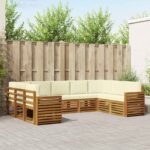 vidaXL Sada rohových gaučov s vankúšom 9 pcs Prírodná a krémová