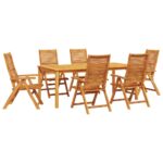 vidaXL Záhradný jedálenský set 7 pcs Hnedá Pevné akáciové drevo – Obrázok 2