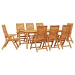 vidaXL Záhradný jedálenský set 9 pcs Hnedá Pevné akáciové drevo – Obrázok 2