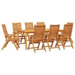 vidaXL Záhradný jedálenský set 9 pcs Hnedá Pevné akáciové drevo – Obrázok 3