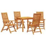vidaXL Záhradný jedálenský set 5 pcs Hnedá Pevné akáciové drevo – Obrázok 2