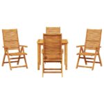vidaXL Záhradný jedálenský set 5 pcs Hnedá Pevné akáciové drevo – Obrázok 7