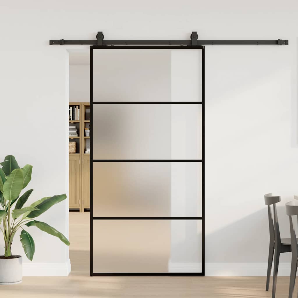 3375941_1.jpg vidaXL Posuvné dvere so sadou kovania, čierne 102,5x205 cm, ESG sklo – Obrázok 1