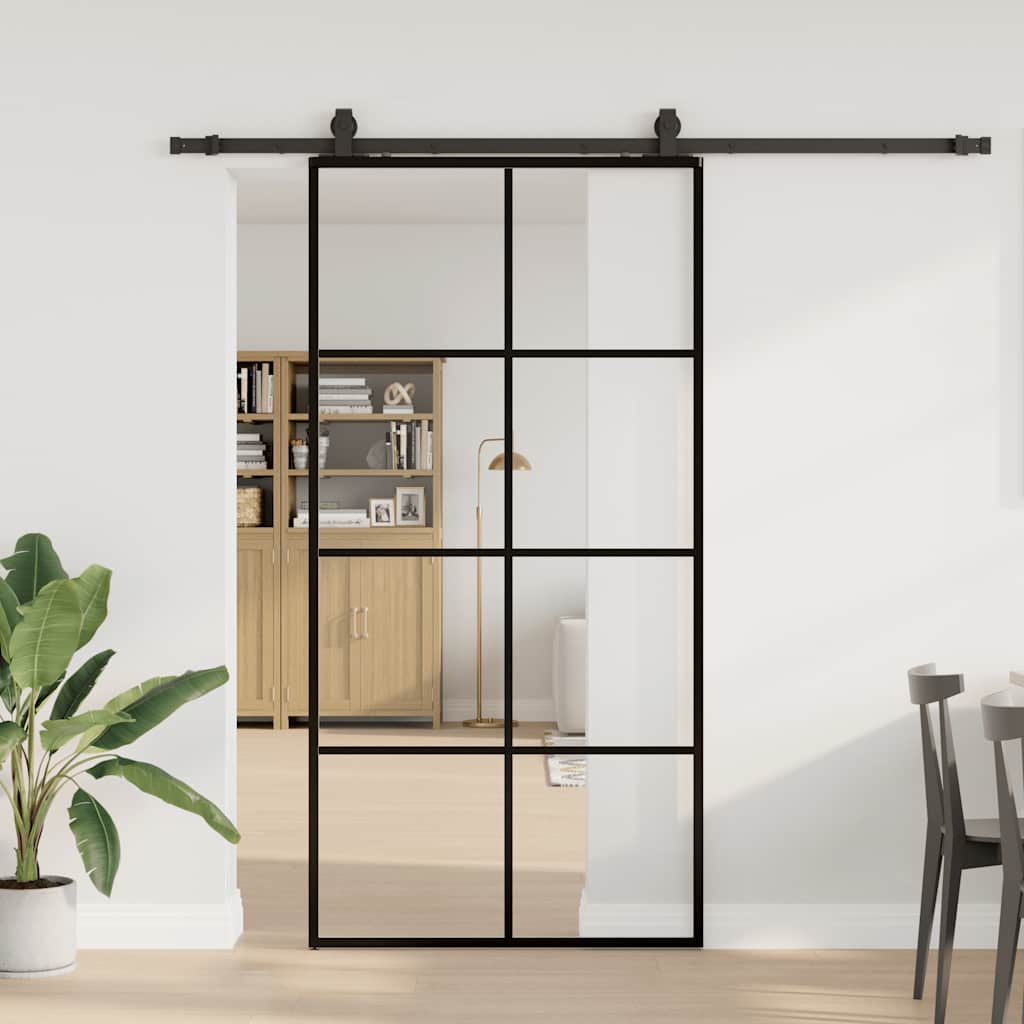 3375946_1.jpg vidaXL Posuvné dvere so sadou kovania, čierne 102,5x205 cm, ESG sklo – Obrázok 1