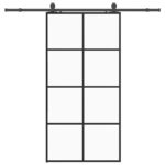 vidaXL Posuvné dvere so sadou kovania, čierne 102,5x205 cm, ESG sklo – Obrázok 2