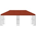 vidaXL Altánok so stenami 6 x 3 m Tehlová Polyester a oceľ 190 – Obrázok 3