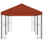 vidaXL Altánok so stenami 6 x 3 m Tehlová Polyester a oceľ 190 – Obrázok 4