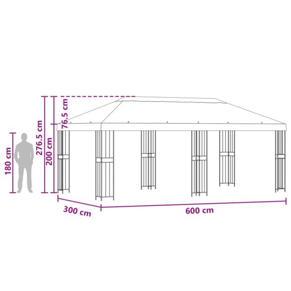 vidaXL Altánok so stenami 6 x 3 m Zelená Polyester a oceľ 190 – Obrázok 6