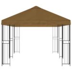 vidaXL Altánok so stenami 6 x 3 m Sivohnedá Polyester a oceľ 190 – Obrázok 4