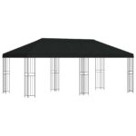 vidaXL Altánok so stenami 6 x 3 m Čierna Polyester a oceľ 190 – Obrázok 2