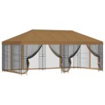 vidaXL Altánok so stenami 6 x 3 m Béžová Polyester a oceľ 190 – Obrázok 2