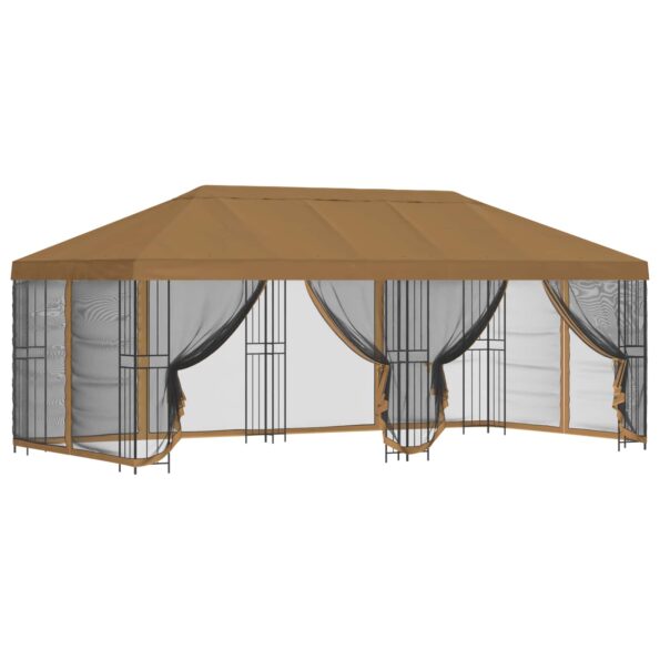 vidaXL Altánok so stenami 6 x 3 m Béžová Polyester a oceľ 190 – Obrázok 2