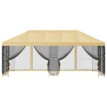 vidaXL Altánok so stenami 6 x 3 m Krémová Polyester a oceľ 190 – Obrázok 3