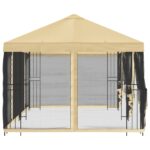 vidaXL Altánok so stenami 6 x 3 m Krémová Polyester a oceľ 190 – Obrázok 4