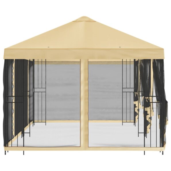 vidaXL Altánok so stenami 6 x 3 m Krémová Polyester a oceľ 190 – Obrázok 4