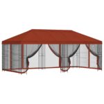 vidaXL Altánok so stenami 6 x 3 m Tehlová Polyester a oceľ 190 – Obrázok 2