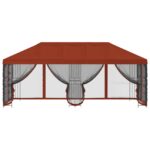 vidaXL Altánok so stenami 6 x 3 m Tehlová Polyester a oceľ 190 – Obrázok 3