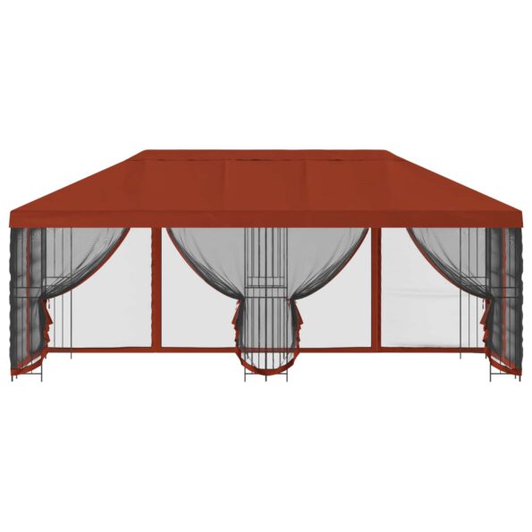 vidaXL Altánok so stenami 6 x 3 m Tehlová Polyester a oceľ 190 – Obrázok 3
