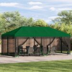 vidaXL Altánok so stenami 6 x 3 m Zelená Polyester a oceľ 190