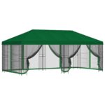 vidaXL Altánok so stenami 6 x 3 m Zelená Polyester a oceľ 190 – Obrázok 2