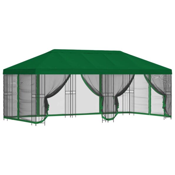 vidaXL Altánok so stenami 6 x 3 m Zelená Polyester a oceľ 190 – Obrázok 2