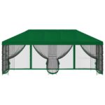 vidaXL Altánok so stenami 6 x 3 m Zelená Polyester a oceľ 190 – Obrázok 3