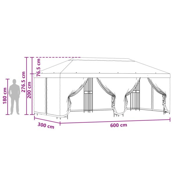 vidaXL Altánok so stenami 6 x 3 m Zelená Polyester a oceľ 190 – Obrázok 6