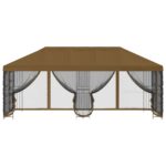 vidaXL Altánok so stenami 6 x 3 m Sivohnedá Polyester a oceľ 190 – Obrázok 3