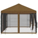 vidaXL Altánok so stenami 6 x 3 m Sivohnedá Polyester a oceľ 190 – Obrázok 4
