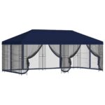 vidaXL Altánok so stenami 6 x 3 m Modrá Polyester a oceľ 190 – Obrázok 2