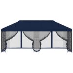 vidaXL Altánok so stenami 6 x 3 m Modrá Polyester a oceľ 190 – Obrázok 3