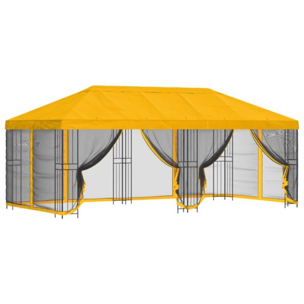 vidaXL Altánok so stenami 6 x 3 m Žltá Polyester a oceľ 190 – Obrázok 2