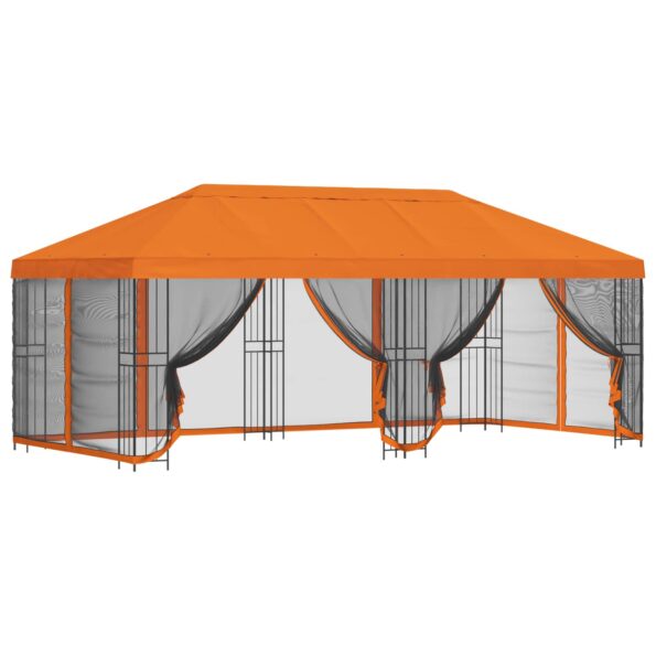 vidaXL Altánok so stenami 6 x 3 m Oranžová Polyester a oceľ 190 – Obrázok 2