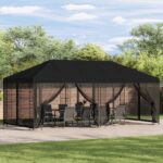 vidaXL Altánok so stenami 6 x 3 m Čierna Polyester a oceľ 190