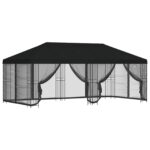 vidaXL Altánok so stenami 6 x 3 m Čierna Polyester a oceľ 190 – Obrázok 2