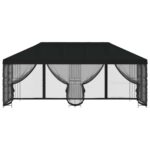 vidaXL Altánok so stenami 6 x 3 m Čierna Polyester a oceľ 190 – Obrázok 3