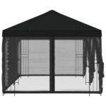 vidaXL Altánok so stenami 6 x 3 m Čierna Polyester a oceľ 190 – Obrázok 4