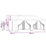 vidaXL Altánok so stenami 6 x 3 m Čierna Polyester a oceľ 190 – Obrázok 6